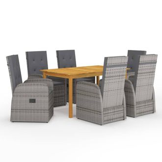 vidaXL Juego De Comedor Para Jard&iacute;n De 7 Piezas Gris Vidaxl