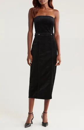 Good American Fit for Success Strapless Velvet Dress in Black001 at Nordstrom Rack, Size X-Large