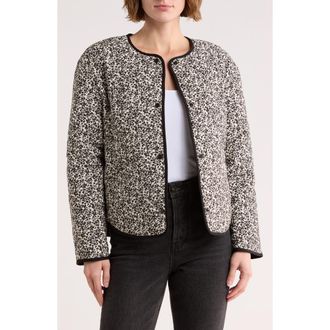 Melrose and Market Quilted Jacket in Ivory Black Frances Ditsy at Nordstrom Rack, Size Xx-Small