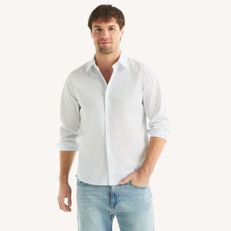 Nautica Mens Slim Fit Wrinkle-Resistant Printed Shirt