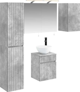 vidaXL Juego De Muebles De Ba&ntilde;o 5 Uds. Gris Hormig&oacute;n Vidaxl