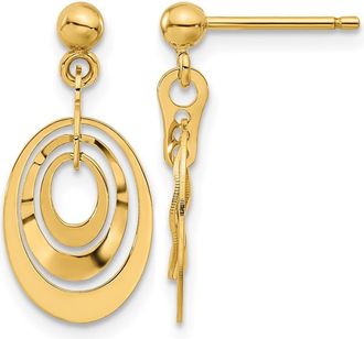 Diamond2Deal 14K Yellow Gold Oval Shape Drop Dangle Earrings