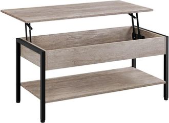 Yaheetech Mesa De Centro Elevable Mesa De Caf&eacute; Con Revistero Mesa Baja De Industrial Para Sofa Salon 104,5x49,5x(47-62) Cm Marr&oacute;n - Yaheetech