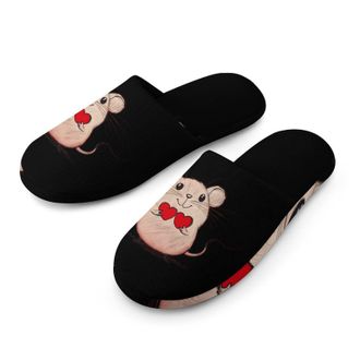 Generic Rats Holding Two Hearts Mens House Slippers Slip Indoor Slipper On Shoes Warm Outdoor