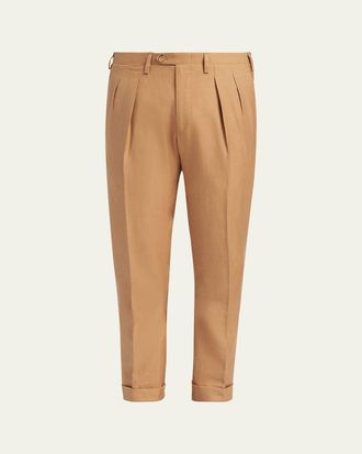 Kiton Mens Cashmere-Blend Straight Leg Pleated Trousers
