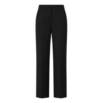Liviana Conti Gekreukte Rechte Broek - Dames - Broeken - Zwart - Maat: XL Katoen