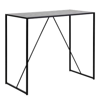Furniture To Go Seaford Black Metal Bar Table with Black Ash Top