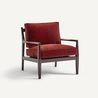 AM.PM Fluwelen fauteuil met gelakt frame, Dilma