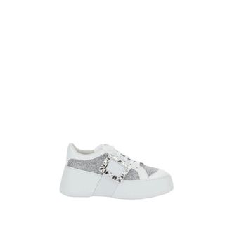Roger Vivier Schoenen, Dames, Wit, 38 EU, Leer, Viv Skate High Strass Sneakers