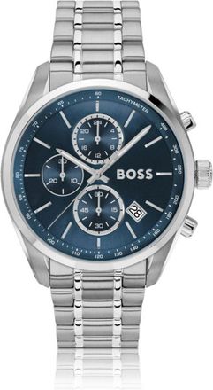 BOSS Blue-dial chronograph watch in silver-tone steel
