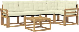 vidaXL Conjunto De Sof&aacute;s De Exterior 6 Uds. Blanco Y Crema Vidaxl