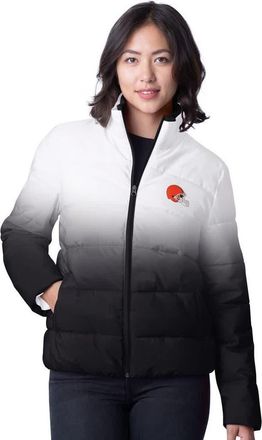 G-III 4Her by Carl Banks Womens G-III 4Her by Carl Banks Black Cleveland Browns Overtime Ombre Full-Zip Puffer Jacket at Nordstrom, Size Xx-Large