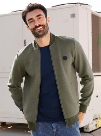 Marco Donati Sweatjacke MARCO DONATI, Herren, Gr. 44/46, gr&uuml;n (khaki, meliert), 68% Polyester, 30% Baumwolle, 2% Elasthan, Sweatjacken Sweatjacke