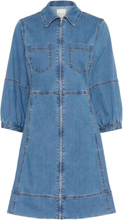 Part Two Kleedjes, Dames, Blauw, XS, Denim, Blauwe Denim Jurk met Moderne Snit