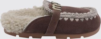 Mou Winter Bio Suede Mules with a Shearling Lining and Metal Logo Detail