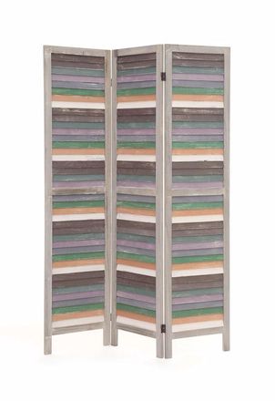 HERDASA Biombo Mampara De Separaci&oacute;n En Madera De Pino Multicolor, Dise&ntilde;o Provenza Gris