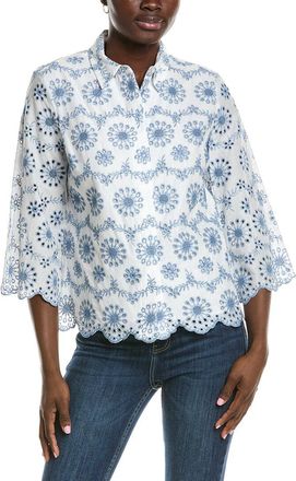 Anne Klein Scallop Hem Eyelet Shirt