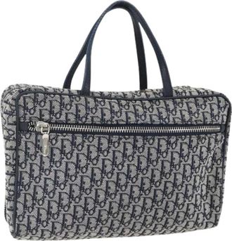 Dior Pre-owned Handbags, female, Blue, Size: ONE SIZE Pre-owned Vintage Trotter Canvas Hand Bag