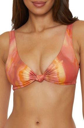 BECCA by Rebecca Virtue Solar Energy Knotted Bikini Top in Orange Multi at Nordstrom Rack, Size Small