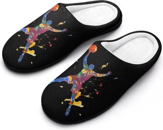 Generic Basketball Player Dunking Slippers Men Winter Warm Cotton Anti-Slip Indoor Slip-Ons House Shoes