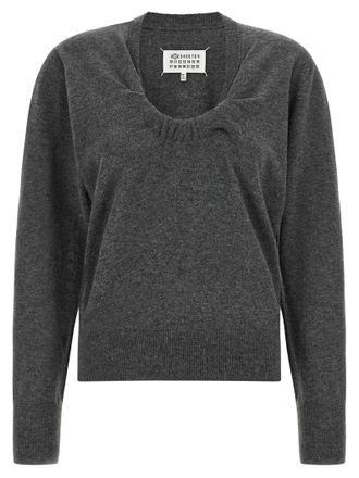 Maison Margiela Gray Virgin Wool Womens Cardigan