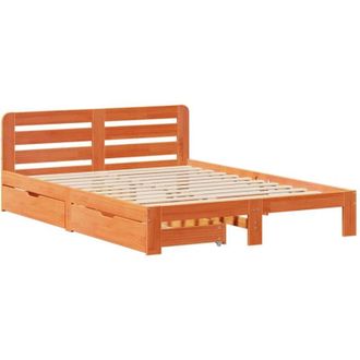 vidaXL Cama Sin Colch&oacute;n Madera Maciza De Pino Marr&oacute;n Cera 120x200 Cm Vidaxl