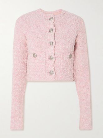 Balenciaga Cardigan Cropped In Tweed Di Misto Cotone Metallizzato - Rosa