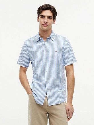 Tommy Hilfiger Regular Linen Blend Bengal Stripe Short Sleeve Shirt