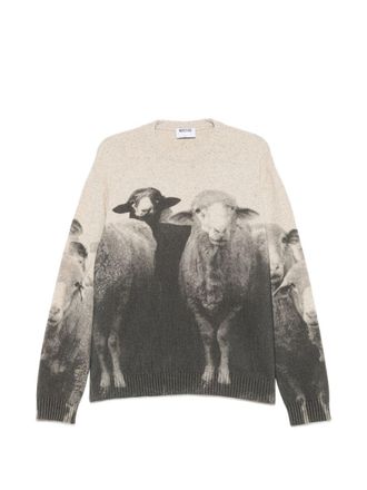 Moschino Photographic Print Sweater with Crew Neckline and Ribbed Details