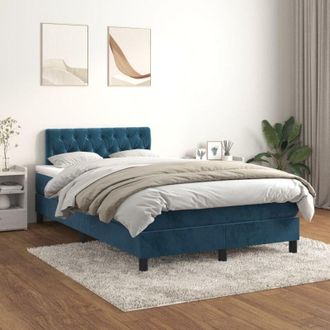 vidaXL Vidaxl - Cama Box Spring Con Colch&oacute;n Terciopelo Azul Oscuro 120x200 Cm