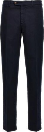 Brunello Cucinelli Slim-fit chinos met middelhoge taille - Heren - Chinos - Blauw - 5XL - Katoen - Broeken