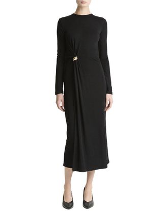 Vince Side Drape Wool-Blend Dress