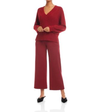 Fifteen Twenty Heather V Neck Sweater In Red