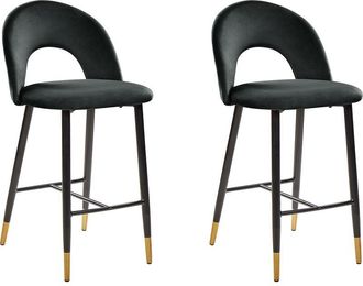 Beliani Beliani - Conjunto De 2 Sillas De Bar De Terciopelo Negro Dorado Metal Retro Comedor Falton