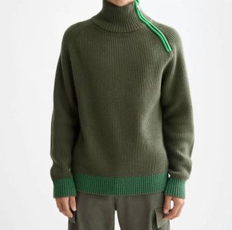 Scotch & Soda Troyer Raglan Zip Pullover Sweater In Thyme