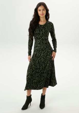 Aniston Midikleid ANISTON SELECTED, Damen, Gr. 36, N-Gr, gr&uuml;n (tannengr&uuml;n, schwarz), Jersey, Obermaterial: 95% Viskose, 5% Elasthan, bedruckt, gebl&uuml;mt, gemust