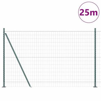 Berkfield Home Green Euro Fence with 13 Flanged Posts 1.2x25 m Galvanised Steel