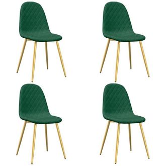 vidaXL Vidaxl - Sillas De Comedor 4 Unidades Terciopelo Verde Oscuro