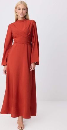 Trendyol Modest Dames Bruin Effen Maxi Lang Recht Modest Jurken