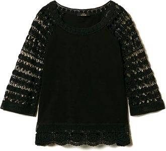 Twin-Set Blusa con dettaglio macramé - Nero