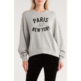 Cinq &agrave; Sept Paris & New York Brandy Sweatshirt in Heather Grey/Black at Nordstrom Rack, Size X-Small