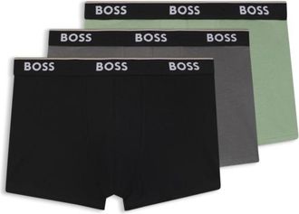 BOSS Three-pack of cotton trunks with logo waistband