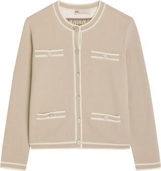 Tory Burch Kendra Wool Cardigan - Grey - S (UK8-10 / S)