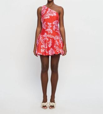 Kivari Olina One Shoulder Mini Dress In Orange/pink
