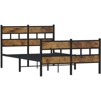 vidaXL Estructura De Cama Sin Colch&oacute;n Metal Roble Ahumado 120x190 Cm Vidaxl
