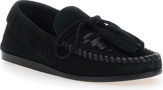 Isabel Marant Womens Loafers Fitza Black Suede Calf Leather