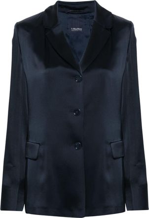 Max Mara single-breasted satin blazer - women - Acetate/Viscose/Acetate/Viscose - 42 - Blue
