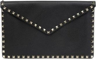 Valentino Pre-owned Clutches, female, Black, Size: ONE SIZE Pre-owned Rockstud Envelope Clutch 0P56