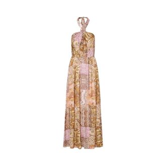 Liu Jo Gedrukte Maxi-jurk van Satijn - Dames - Maxi kleedjes - Veelkleurig - XS - Satijn - Kleedjes