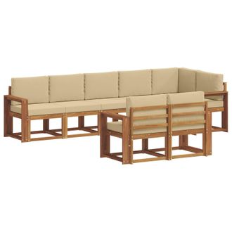 vidaXL Conjunto De Sof&aacute;s De Exterior Con Coj&iacute;n 8 Pcs Natural Y Beige Vidaxl